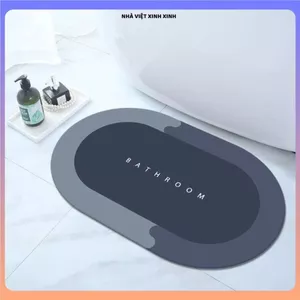 THẢM LAU CHÂN SILICON ELIP SIÊU THẤM HÚT NƯỚC 40X60CM - Thảm Chùi Chân Đế Cao Su Chống Trơn Trượt Tiện Dụng