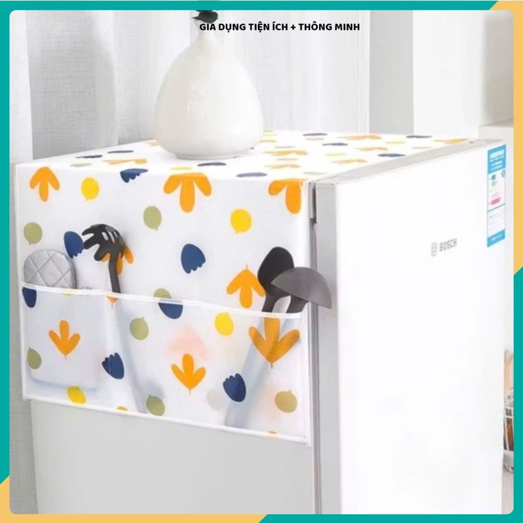 COMBO 2 TẤM PHỦ TỦ LẠNH MÁY GIẶT - Tấm Che Chống Bụi Có Ngăn Đựng Đồ Dùng Trong Gia Đình