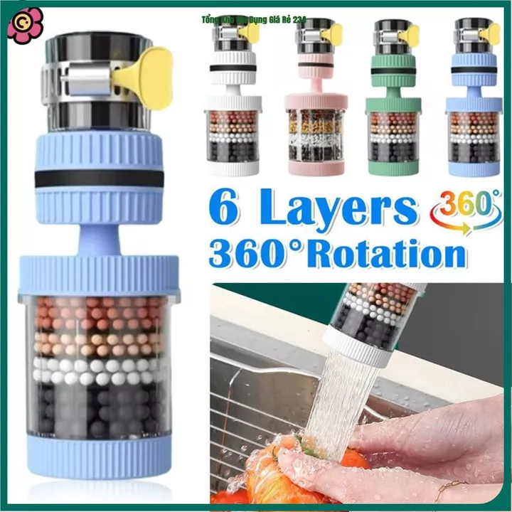 (5 CÁI) ĐẦU GẮN VÒI LỌC NƯỚC 6 LỚP CARBON MỚI XOAY 360° - VÒI NƯỚC TĂNG ÁP LỌC NƯỚC ĐA NĂNG - Lọc Nước Tại Vòi Siêu Sạch