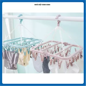 MÓC NHỰA CHÙM 32 KẸP PHƠI TẤT VỚ ĐỒ TRẺ SƠ SINH CAO CẤP, Kẹp Phơi Đồ Tiện Dụng, Gọn Nhẹ, Dễ Sử Dụng
