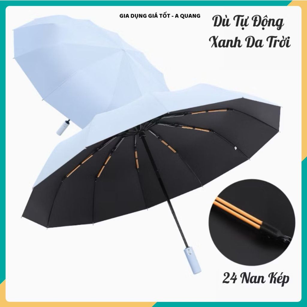 Ô DÙ CHE MƯA,che nắng 8 lan kép nan mở đóng tự động bằng nút bấm,chống tia UV chống thấm nước
