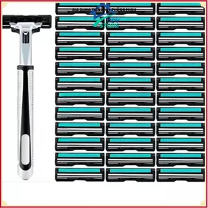 SET DAO CẠO RÂU NAM CAO CẤP KÈM 36 LƯỠI KÉP, Dễ Thay Thế, Tiện Dụng Cho Sử Dụng Hằng Ngày
