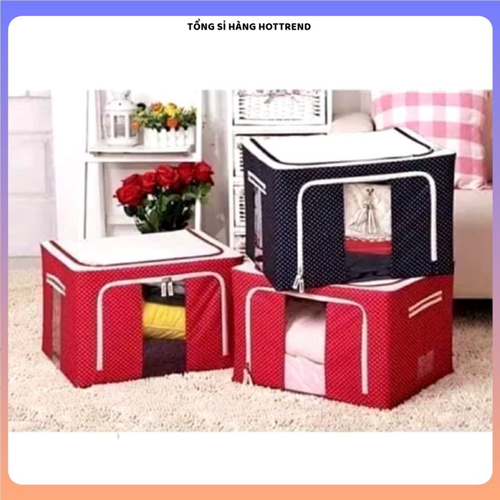 TỦ KHUNG THÉP, túi đựng quần áo chăn màn khung thép dày 3mm vải oxford cỡ lớn 66l, gấp gọn tiện lợi TD99