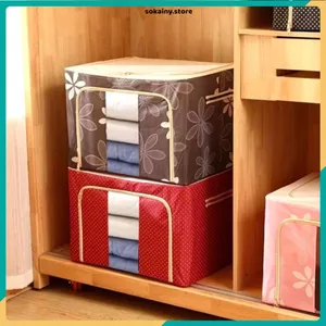 TÚI ĐỰNG QUẦN ÁO CHĂN MÀN KHUNG THÉP 66L - Vải Oxford Dày, Gấp Gọn Tiện Lợi, Hộp Đựng Đồ Cỡ Lớn