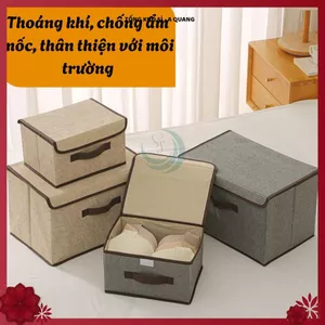 BỘ 2 HỘP VẢI ĐỰNG ĐỒ, giỏ vải đựng đồ có quai, giỏ đựng quần áo