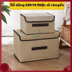 Bộ 2 hộp vải đựng đồ đa năng gấp gọn, LƯU Ý MẪU NÀY LÀ LOẠI VẢI DÀY KHÔNG PHẢI LOẠI MỎNG