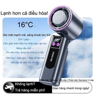 Quạt Bán Dẫn Làm Lạnh Ice Cool 199 Tốc Độ - Gấp Gọn Đeo Cổ Màn Hình LED, Quạt Mini Cầm Tay