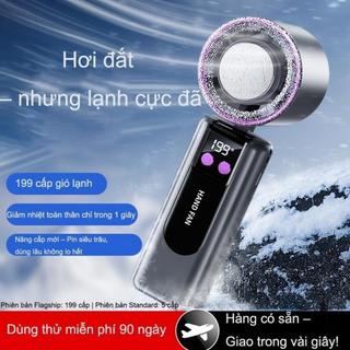 Quạt Bán Dẫn Làm Lạnh Ice Cool 199 Tốc Độ - Gấp Gọn Đeo Cổ Màn Hình LED, Quạt Mini Cầm Tay