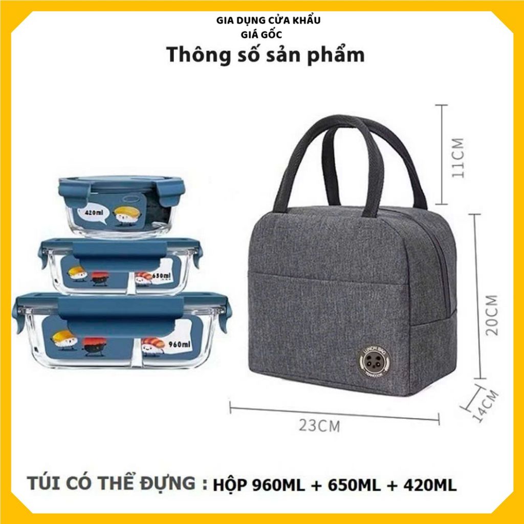 TÚI GIỮ NHIỆT ĐỰNG HỘP CƠM CỠ LỚN - Chứa Được Nhiều Đồ, Chống Thấm Hiệu Quả