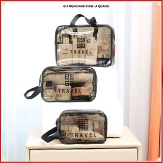 Set 3 Túi Đựng Mỹ Phẩm Trong Suốt, TÚI DU LỊCH TRONG SUỐT CHỐNG THẤM
