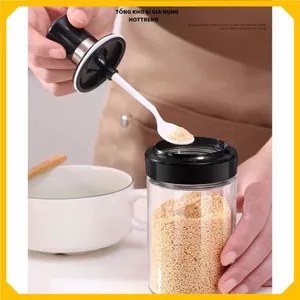 LỌ ĐỰNG GIA VỊ THỦY TINH KÈM MUỖNG THÌA CAO CẤP THÔNG MINH TIỆN DỤNG - Hũ Đựng Gia Vị Nhà Bếp Có Nắp Đậy Kín