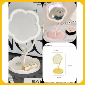 Gương Trang Điểm Lúa Mạch Xoay 360 Độ Để Bàn, Gương Soi Di Động Mini Hai Mặt, PHỤ KIỆN BÀN TRANG ĐIỂM THÔNG MINH
