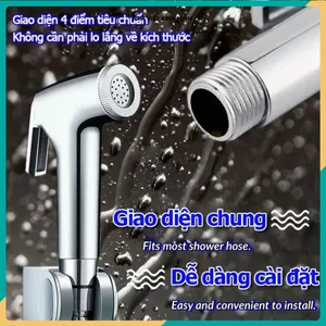 VÒI XỊT VỆ SINH INOX CAO CẤP TIỆN DỤNG, Vòi Xịt Bồn Cầu WC Kèm Dây Và Đế Cài, Chắc Chắn, Sạch Sẽ