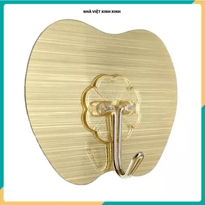 MÓC DÁN TƯỜNG SIÊU DÍNH 10KG, vỉ 4 móc hình táo + 3 móc 3D tiện dụng, Móc Treo Gia Dụng