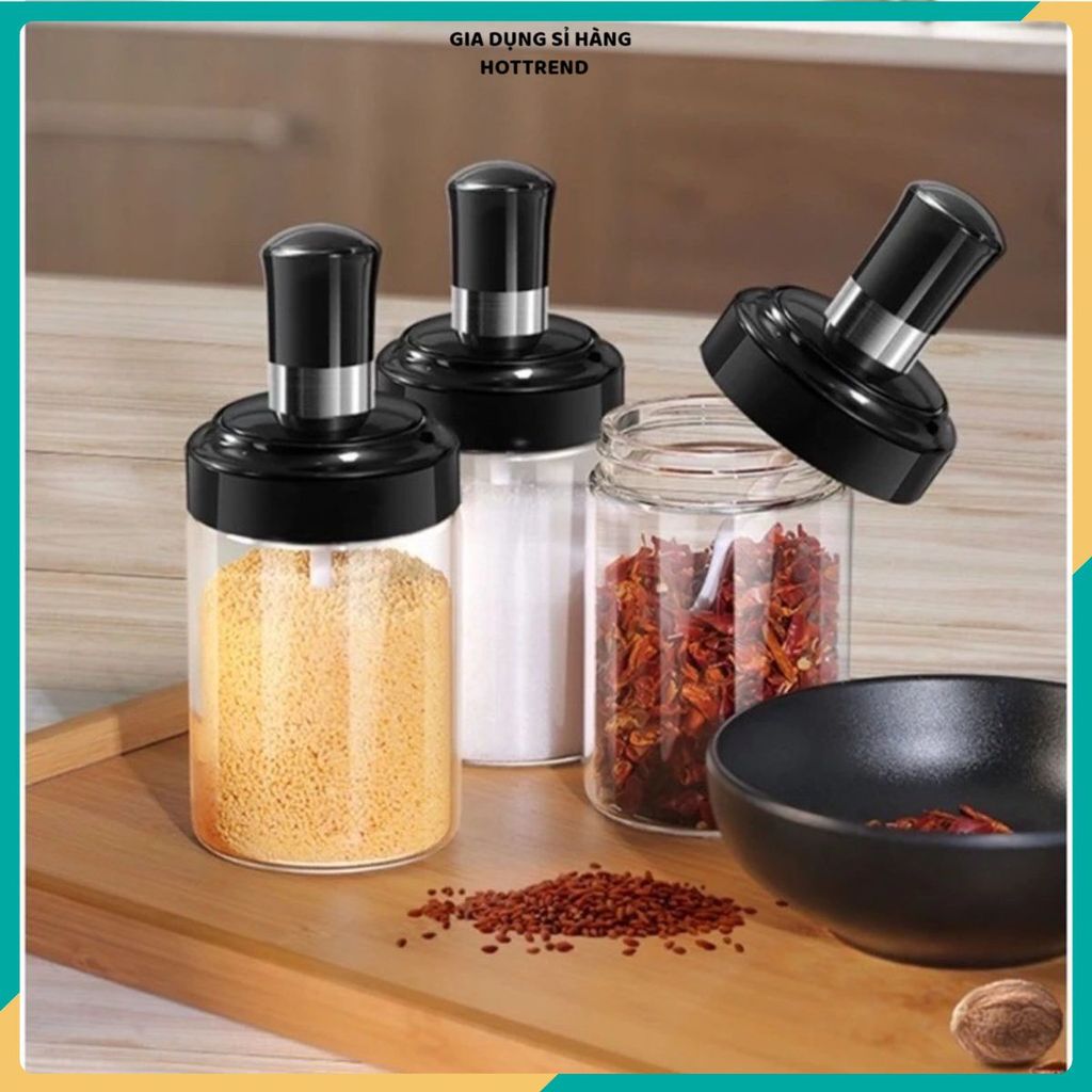(COMBO 10) Lọ Đựng Gia Vị Thủy Tinh Kèm Muỗng Thìa Cao Cấp Thông Minh Tiện Dụng #A152