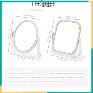 GƯƠNG ĐỂ BÀN TRANG ĐIỂM CAO CẤP - 2 Mặt Xoay Linh Hoạt, Gương Soi Tiện Dụng