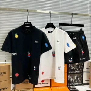 Bộ Quần Áo Nam Cộc Tay ICON DSQ Hoạ Tiết Chất Vải Cotton Cao Cấp Co Dãn 2 màu đen Trắng Hot Trend 2026