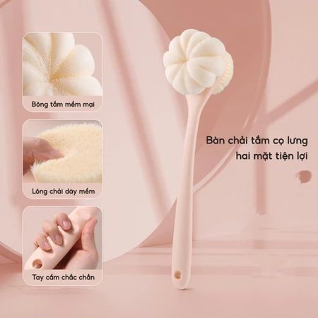 (COMBO 3) CÂY BÔNG TẮM 2 MẶT CAO CẤP - Cọ Chà Lưng Kèm Bông Tắm Mềm Mại Vệ Sinh Cơ Thể
