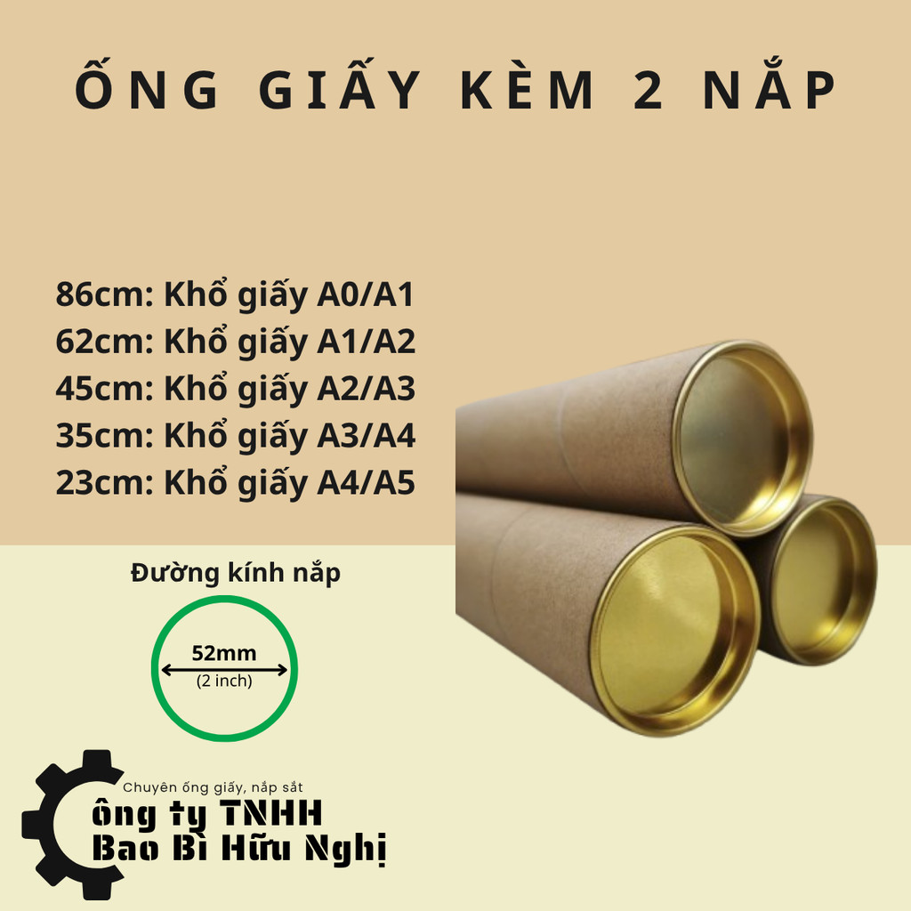SET 10 ỐNG (2 NẮP/ỐNG) TUBE GIẤY - ỐNG LÕI GIẤY SIÊU BỀN ĐỰNG POSTER, TRANH ẢNH, VĂN PHÒNG PHẨM,...