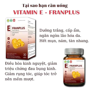 Vitamin E Franplus Chính Hãng Cao Cấp Hộp 30 Viên - Viên uống trắng da mờ nám giảm thâm sạm làm đẹp sáng da hiệu quả cao