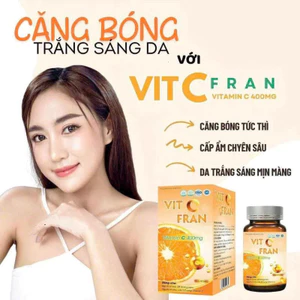 Viên uống trắng da Vitamin C VIT C FRAN Chính Hãng Cao Cấp Hộp 60 Viên - Sáng da chống lão hóa da làm mờ vết thâm nám