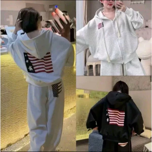 Áo Hoodie Thêu Cờ Mỹ Có Mũ, Chất Nỉ Tàu Form Boxy Dành Cho Nam Nữ, Xu Hướng 2025, Áo Khoác Hot! Hot Trend 2026
