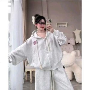 Áo Khoác Chất Nỉ Thêu Cờ Mỹ Dành Cho Nam Nữ - Kiểu Dáng Boxy, Dày Dặn, Hàng Xuất Khẩu Mới Về 2025 Cực Kỳ Wao! Hot Trend
