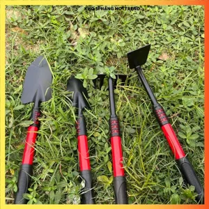 BỘ 4 MÓN DỤNG CỤ LÀM VƯỜN TAY CẦM BỌC CAO SU - Gồm Cuốc Xẻng Cào Đất Tiện Dụng