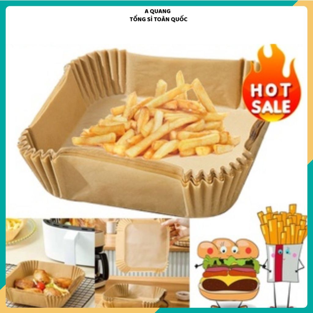 (COMBO 5) SET GIẤY NẾN CHO NỒI CHIÊN KHÔNG DẦU - Giấy Lót Chống Dính Tiện Lợi 1 SET 50 CÁI