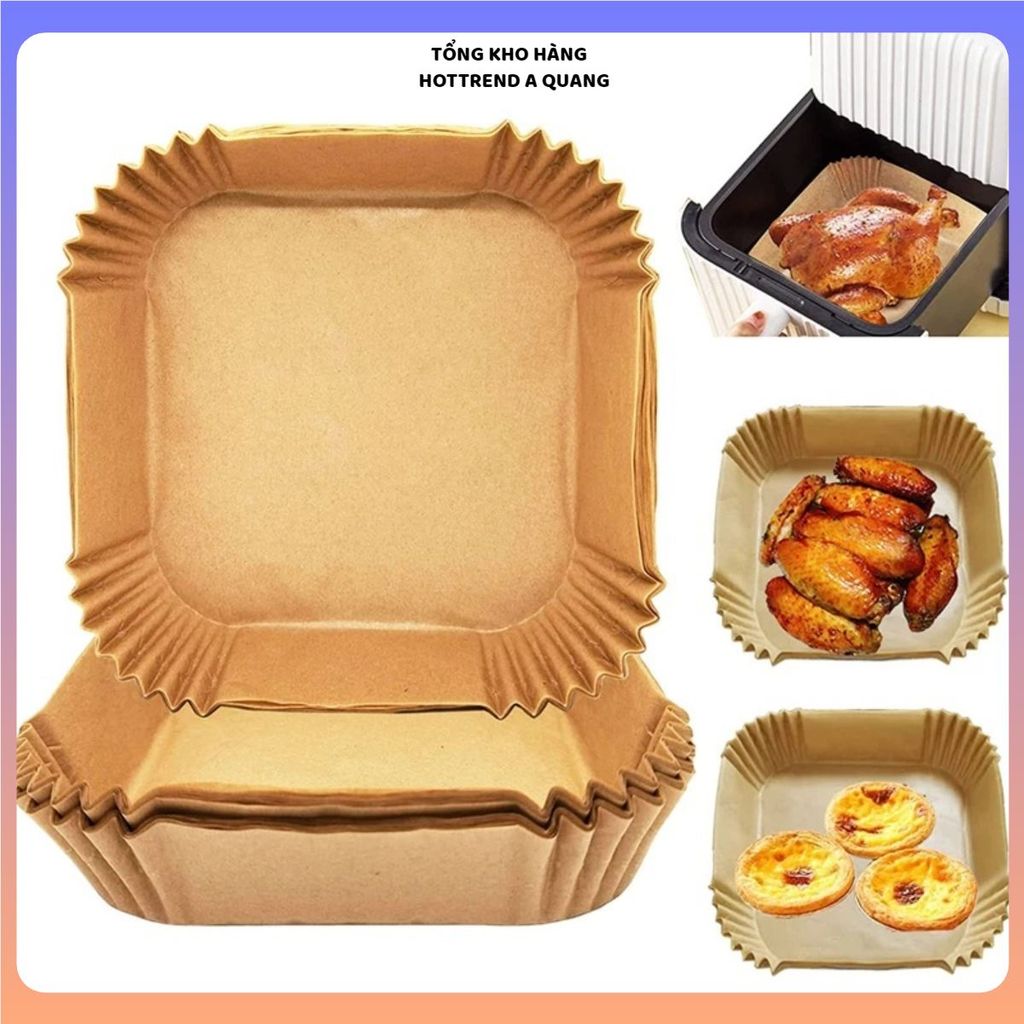 (COMBO 5) SETGIẤY NẾN NỒI CHIÊN KHÔNG DẦU DÙNG MỘT LẦN - Chống Thấm Dầu Mỡ 1 SET 50 MIẾNG