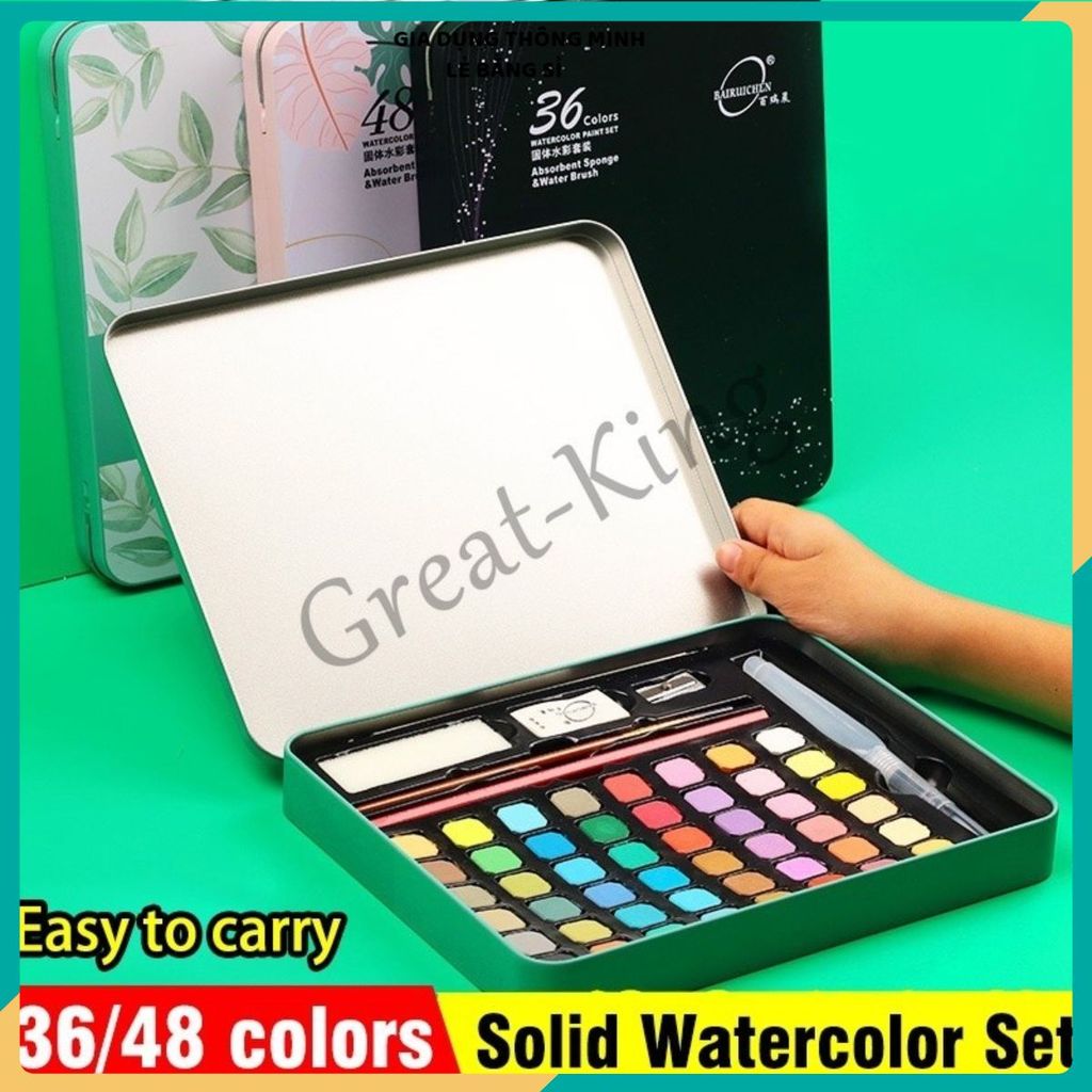 SET MÀU NƯỚC VẼ TRANH 36 MÀU - SOID WATER HỘP THIẾC