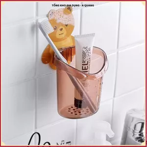 GẤU TREO TƯỜNG ĐỰNG BÀN CHẢI ĐÁNH RĂNG, CÓ LỖ THOÁT NƯỚC CHỐNG ẨM, Phụ Kiện Nhà Tắm Tiện Dụng