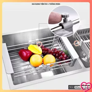 RỔ INOX GÁC BỒN RỬA Bát Rút Gọn