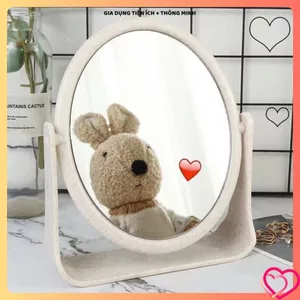 GƯƠNG TRANG ĐIỂM LÚA MẠCH XOAY 360 ĐỘ ĐỂ BÀN, gương soi di động mini hai mặt