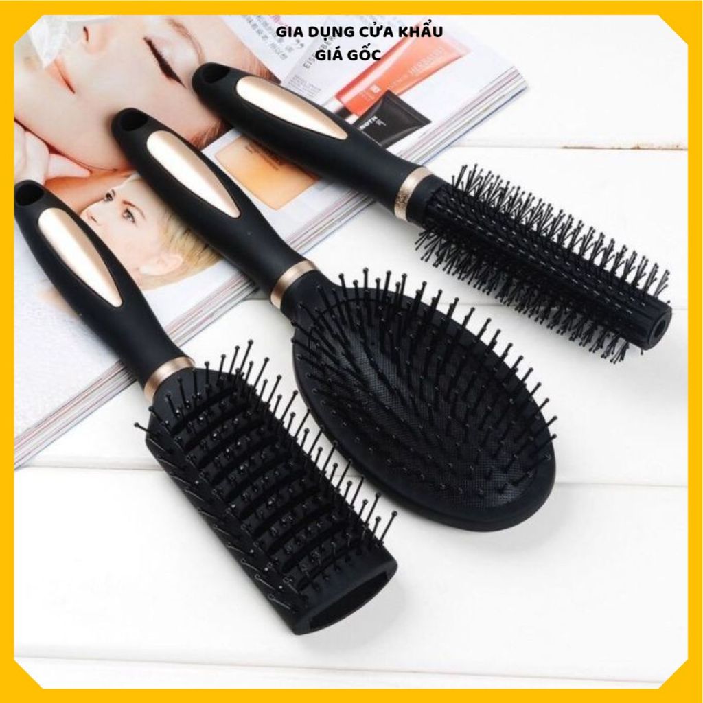 BỘ 3 LƯỢC GỠ RỐI TÓC CHỐNG TĨNH ĐIỆN - Massage Thư Giãn Da Đầu An Toàn, Lược Tạo Kiểu Chuẩn Salon