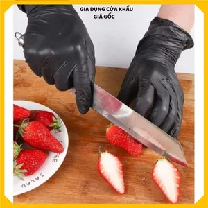 HỘP GĂNG TAY NITRILE ĐEN KHÔNG BỘT HỘP 50 CÁI - Nấu Ăn An Toàn, Chống Bám Bẩn