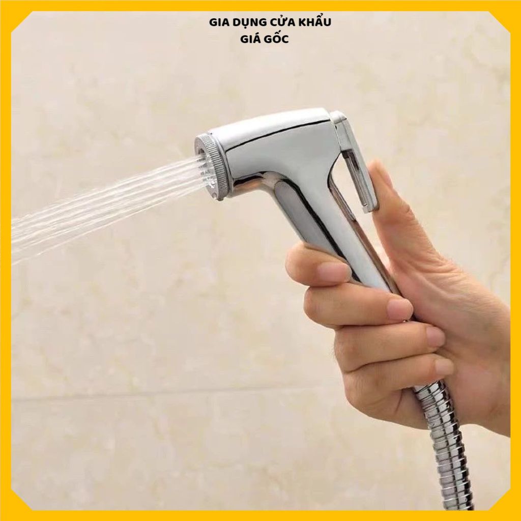(COMBO 3) BỘ VÒI XỊT VỆ SINH INOX XI CAO CẤP - Lực Nước Mạnh, Kèm Dây 1M2 Và Đế Cài