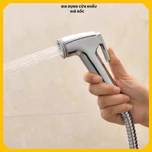 BỘ VÒI XỊT VỆ SINH INOX XI CAO CẤP - Lực Nước Mạnh, Kèm Dây 1M2 Và Đế Cài