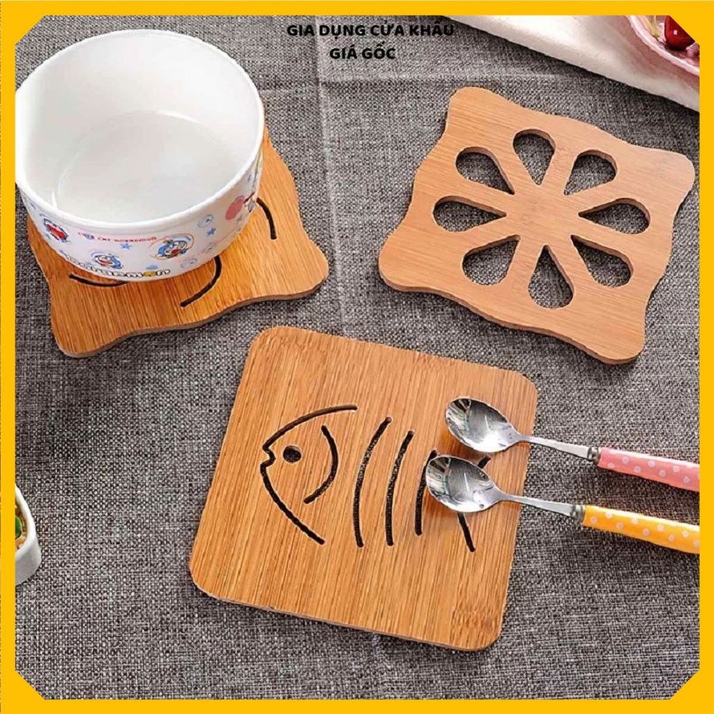 (COMBO 5) MIẾNG LÓT LY GỖ CHỊU NHIỆT CAO CẤP - Lót Nồi Chống Nóng, Kiểu Dáng Đẹp