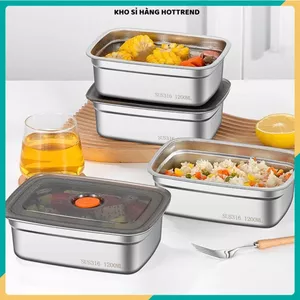 HỘP INOX 2200ML LOẠI 1 NẮP HÚT CHÂN KHÔNG - Khay Đựng Thực Phẩm Ngăn Mùi Tủ Lạnh