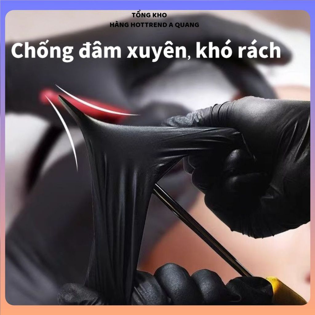 (COMBO 3) HỘP GĂNG TAY CAO SU ĐEN NITRILE KHÔNG BỘT HỘP 50 CHIẾC - Dùng Cho Sửa Chữa, Phun Xăm Spa