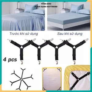BỘ 4 DÂY KẸP DRAP 3 CHẤU INOX - Cố Định Ga Giường, Chống Xê Dịch Chịu Lực Tốt