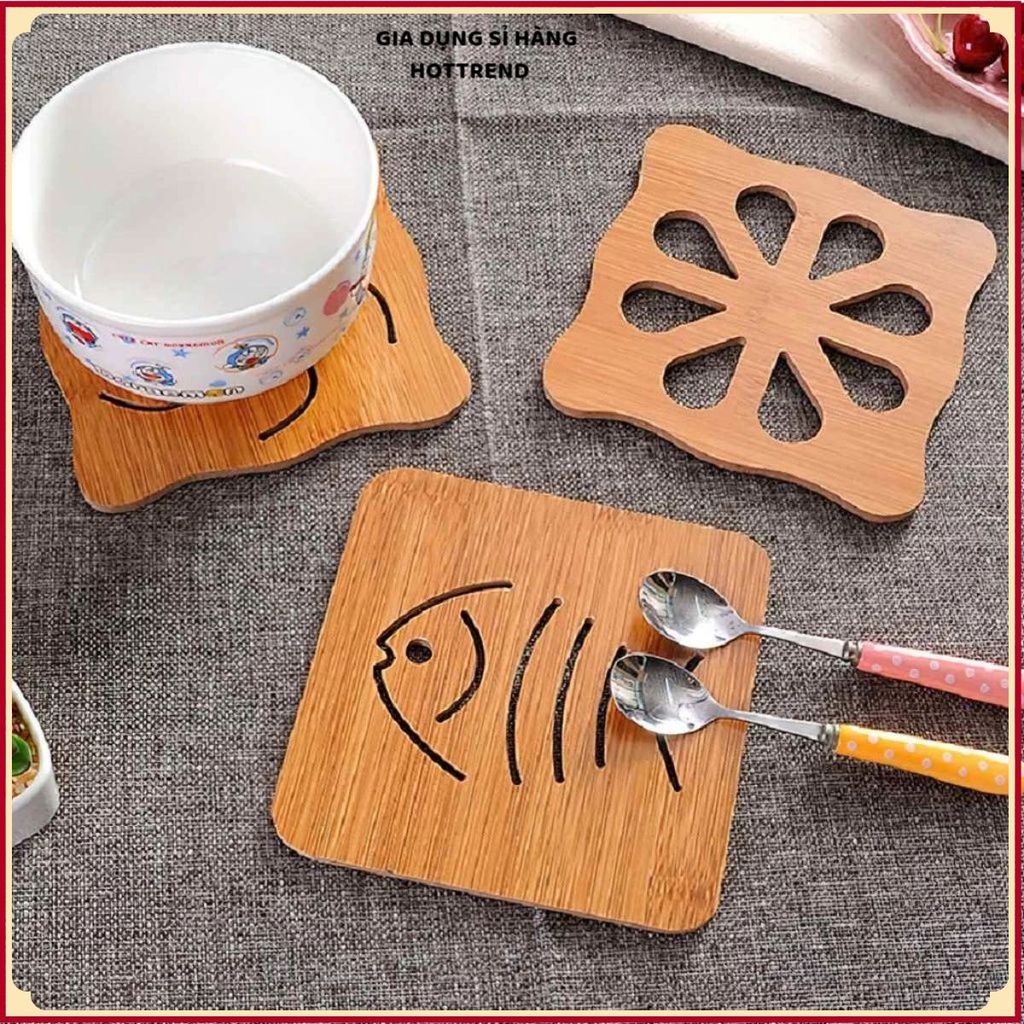 (COMBO 5) MIẾNG LÓT NỒI CHỐNG NÓNG BẰNG GỖ - Kiểu Dáng Tinh Tế, Bền Đẹp