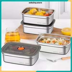 KHAY INOX CÓ NẮP HÚT CHÂN KHÔNG - Bảo Quản Thực Phẩm An Toàn, Bền Đẹp