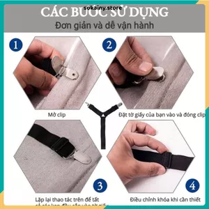 BỘ 4 DÂY KẸP GA GIƯỜNG INOX - Chống Nhăn Ga, Dễ Điều Chỉnh