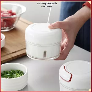 MÁY XAY TỎI ỚT CẦM TAY MINI - Dụng Cụ Xay Tỏi Ớt Dây Rút Tiện Lợi, Máy Xay Thực Phẩm Mini