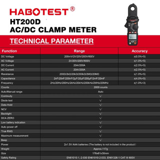 D Đồng Hồ Kẹp Dòng Vạn Năng HABOTEST HT200A/B/D Đo Điện Tải, Tần Số, Nhiệt Độ, Điện Trở
