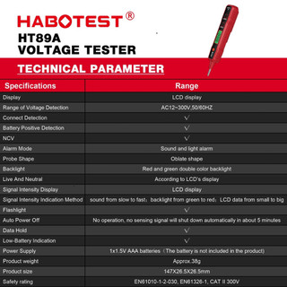 D Bút thử điện áp AC HT89A Kỹ thuật số 12~300V 1 năm bảo hành