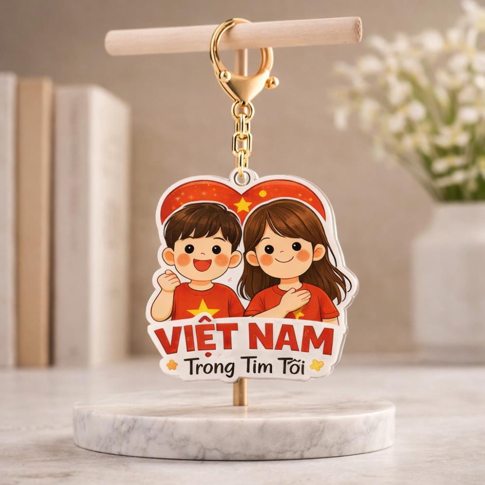 Combo 50 móc khoá 2k/1 2 mặt bóng mica mẫu Việt Nam mừng ngày kỷ niệm; quà tặng ý nghĩa