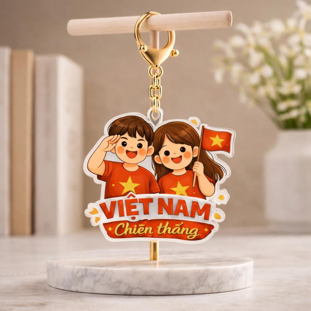 Combo 50 móc khoá 2k/1 2 mặt bóng mica mẫu Việt Nam mừng ngày kỷ niệm; quà tặng ý nghĩa